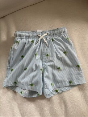 NWOT Toddler Bermies Light Blue Palm Tree Swim Trunks 4T